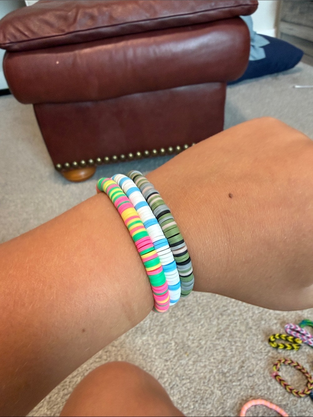 Colorful Stackable Polymer Disc Bracelets, Rubber Band bracelet. Gender neutral